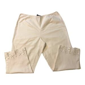 Peck & Peck White Crop pant Lace detail on leg women 14 Summer